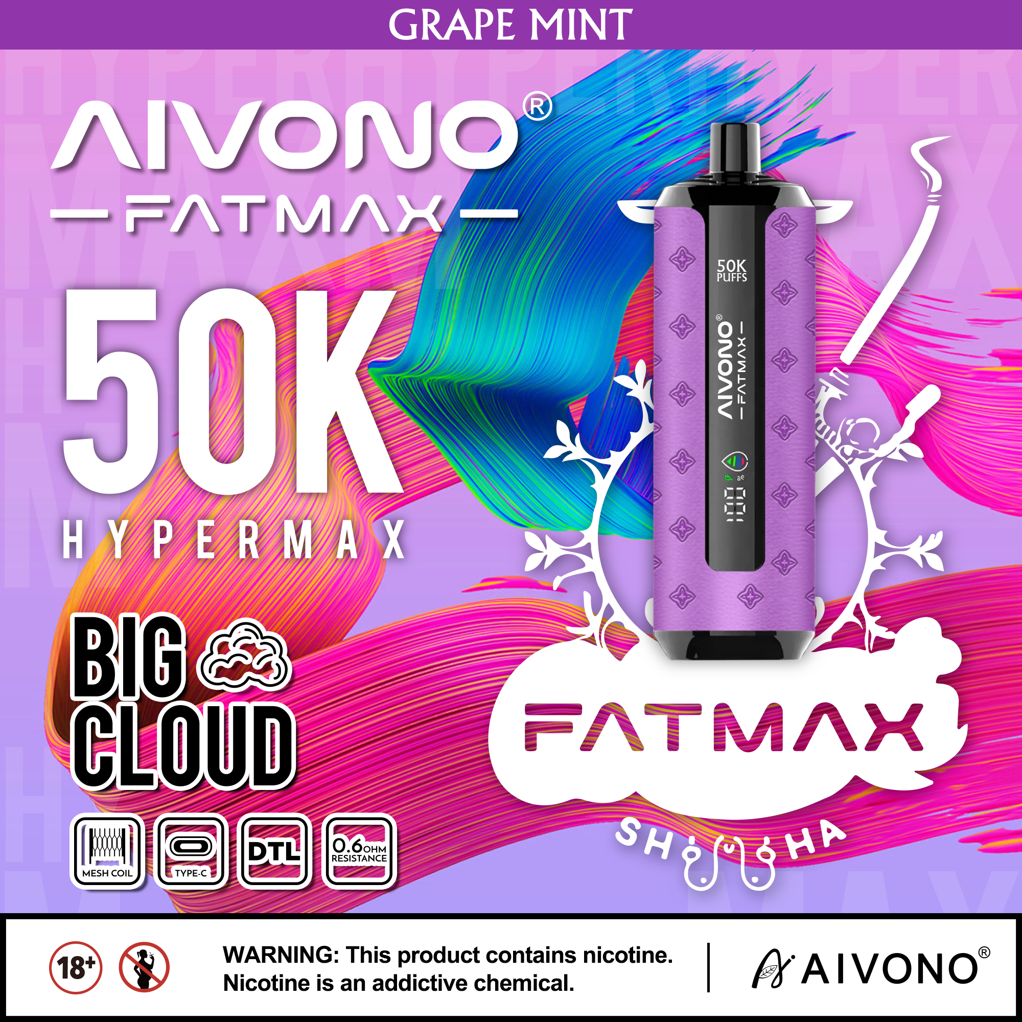 AIVONO AIM FATMAX 50000 Puffs Disposable Shisha Vape