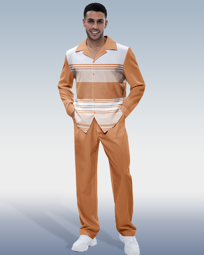 Striped long-sleeve walking suit