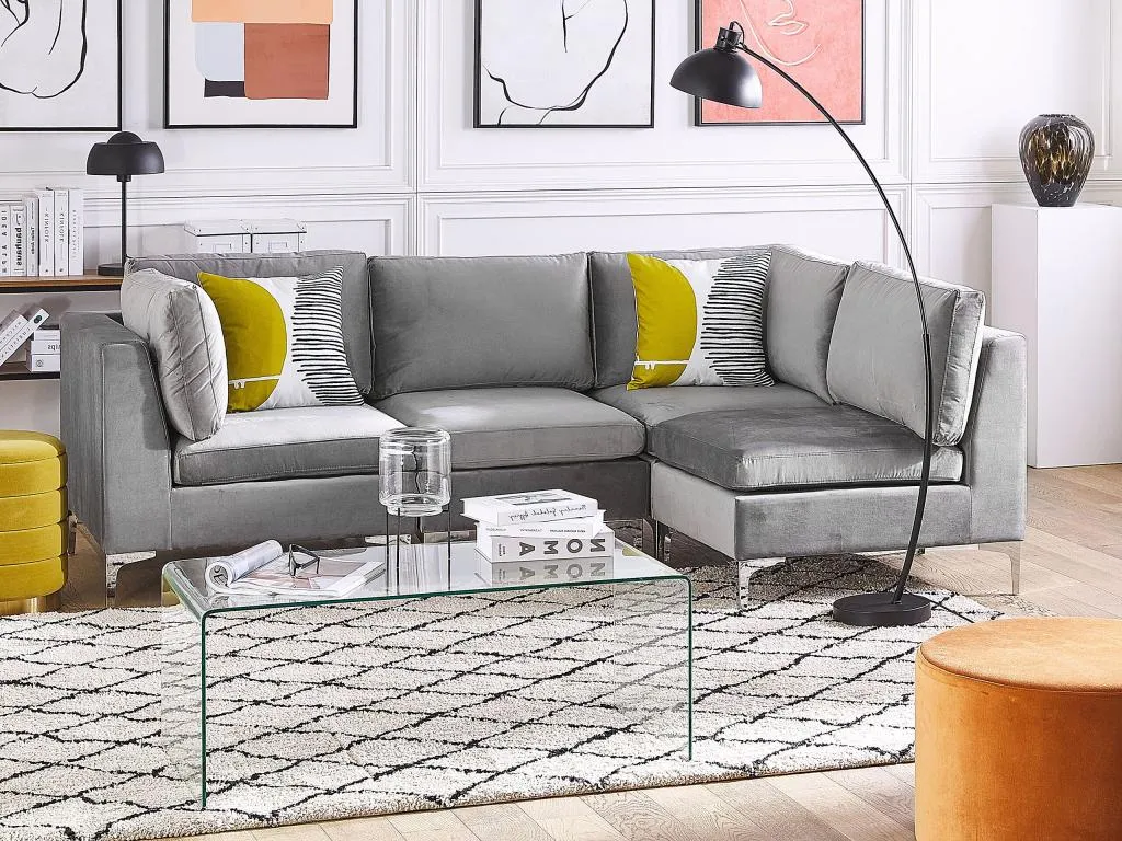 Sofá esquinero Boverdeco Terciopelo Gris Izquierda