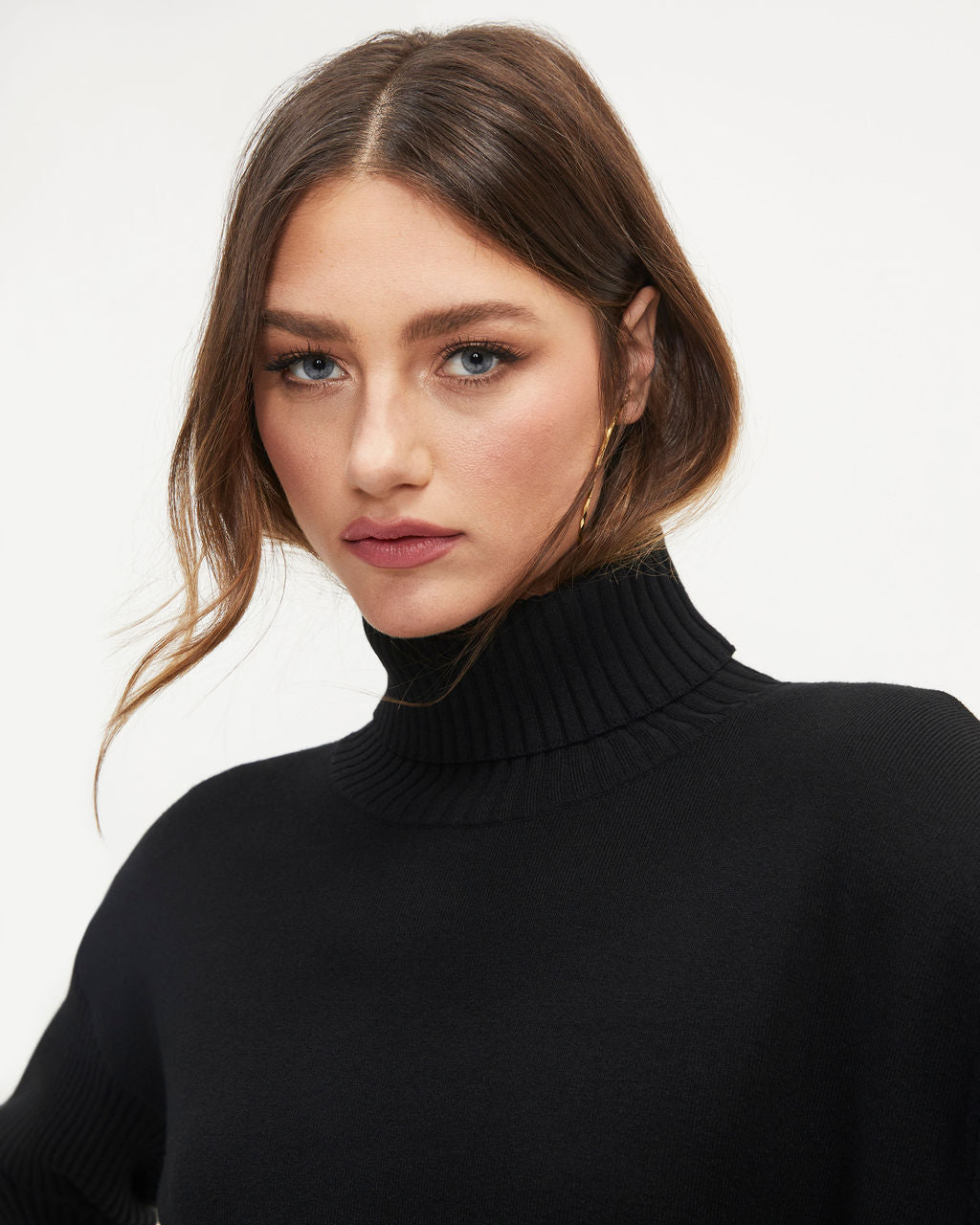 Mylah Knit Turtleneck Sweater Dress - Black - Se7enfashion