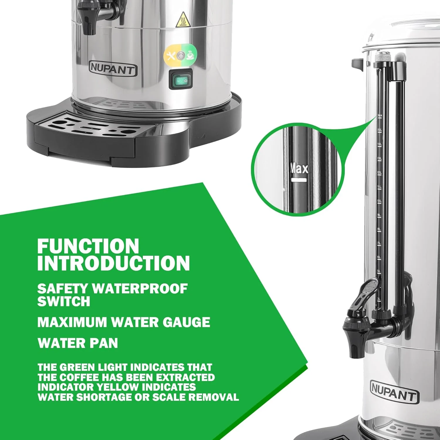 Commercial Coffee Urn 100 Cup 15L 304 Stainless Steel Large Coffee Maker