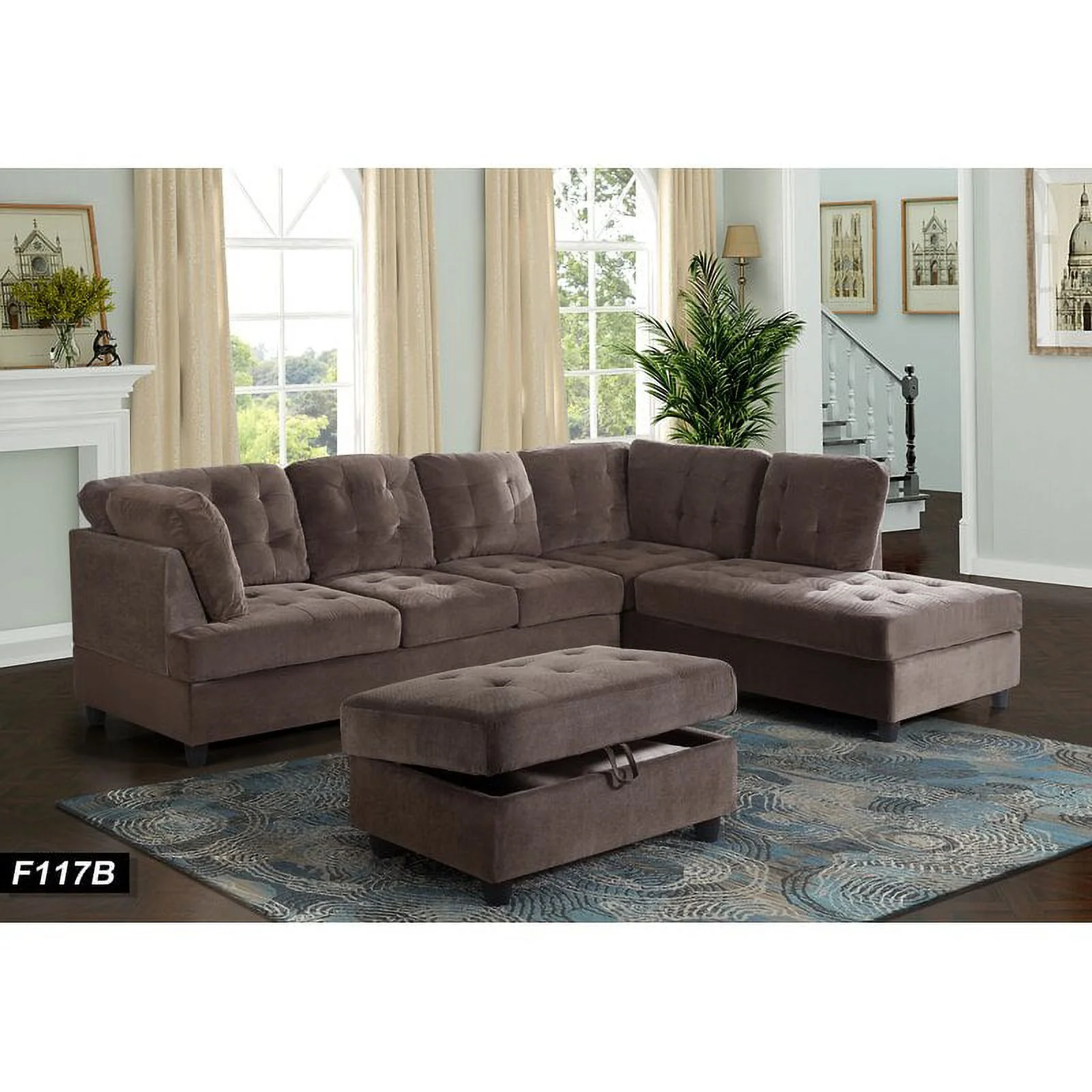 Harlee 112" Wide Corner Sectional with Ottoman - Image 2