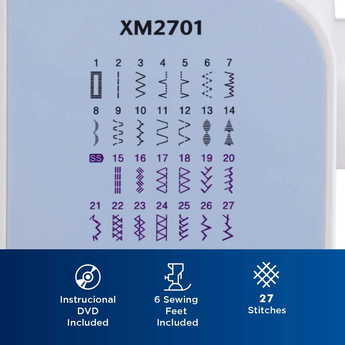 Brother XM2701 Sewing Machine, Lightweight, Full Featured, 27 Stitches, 6 Included Feet