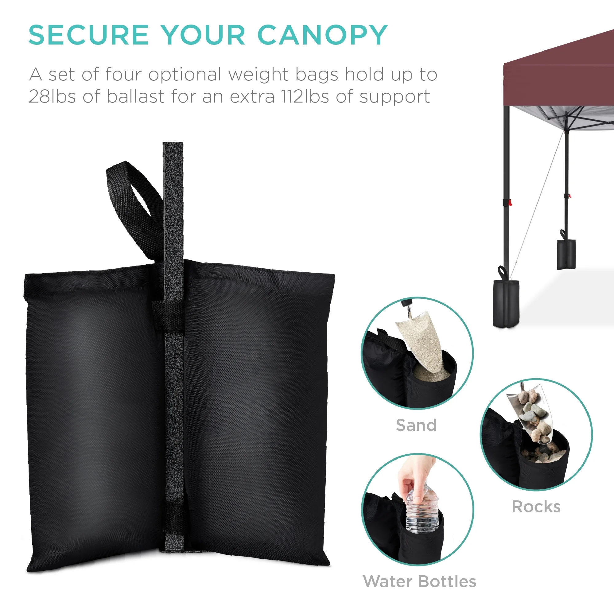 Best Choice Products 10x10ft Easy Setup Pop Up Canopy w/ 1-Button Setup, Wheeled Case, 4 Weight Bags - White - Image 61