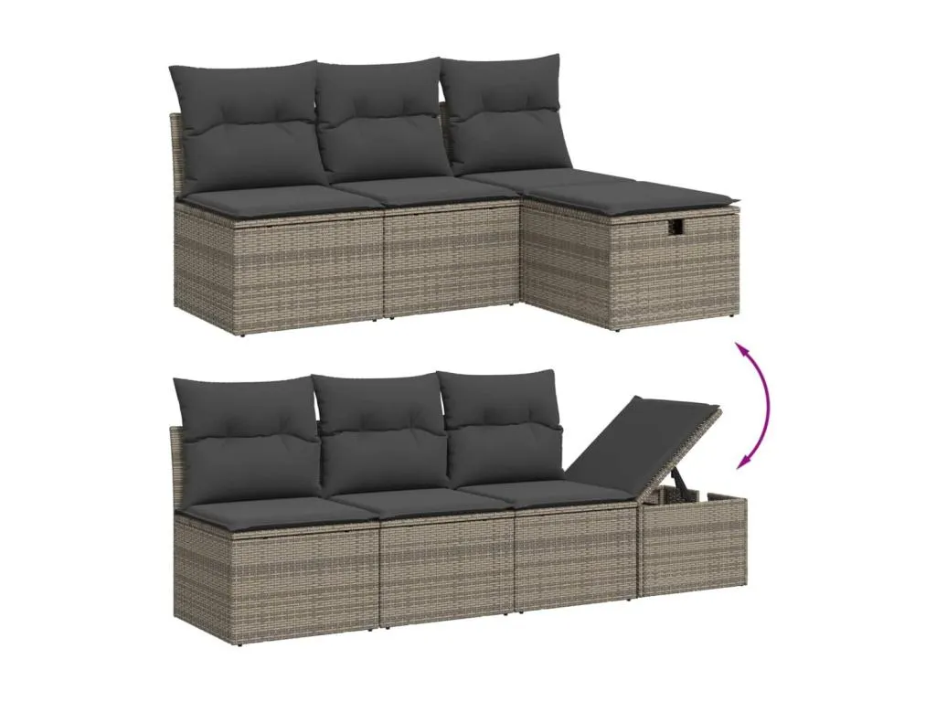 Set de sofás de jardín 8 pzas y cojines ratán sintético gris lonz38614