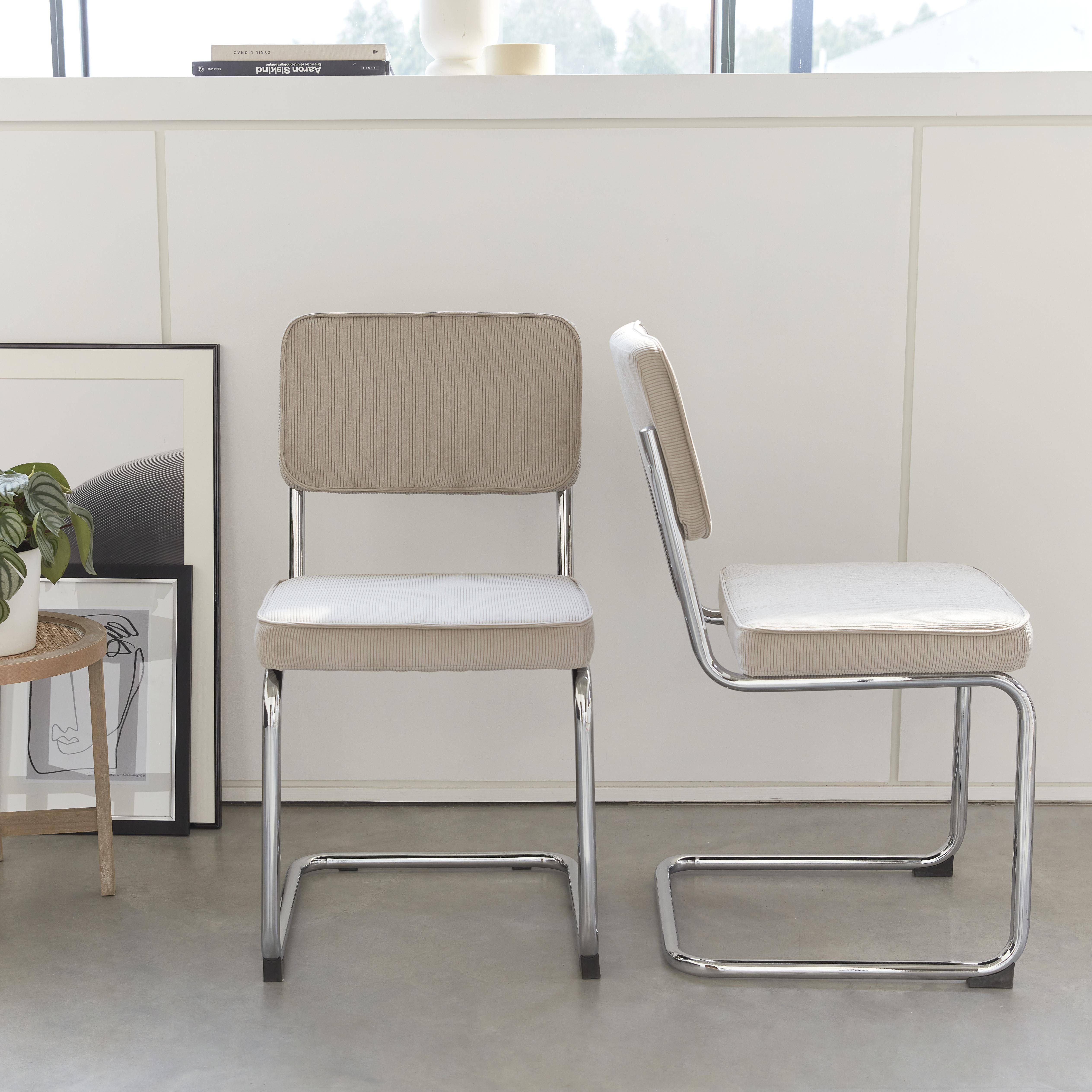 Maja - Silla cantilever de pana, set de 2