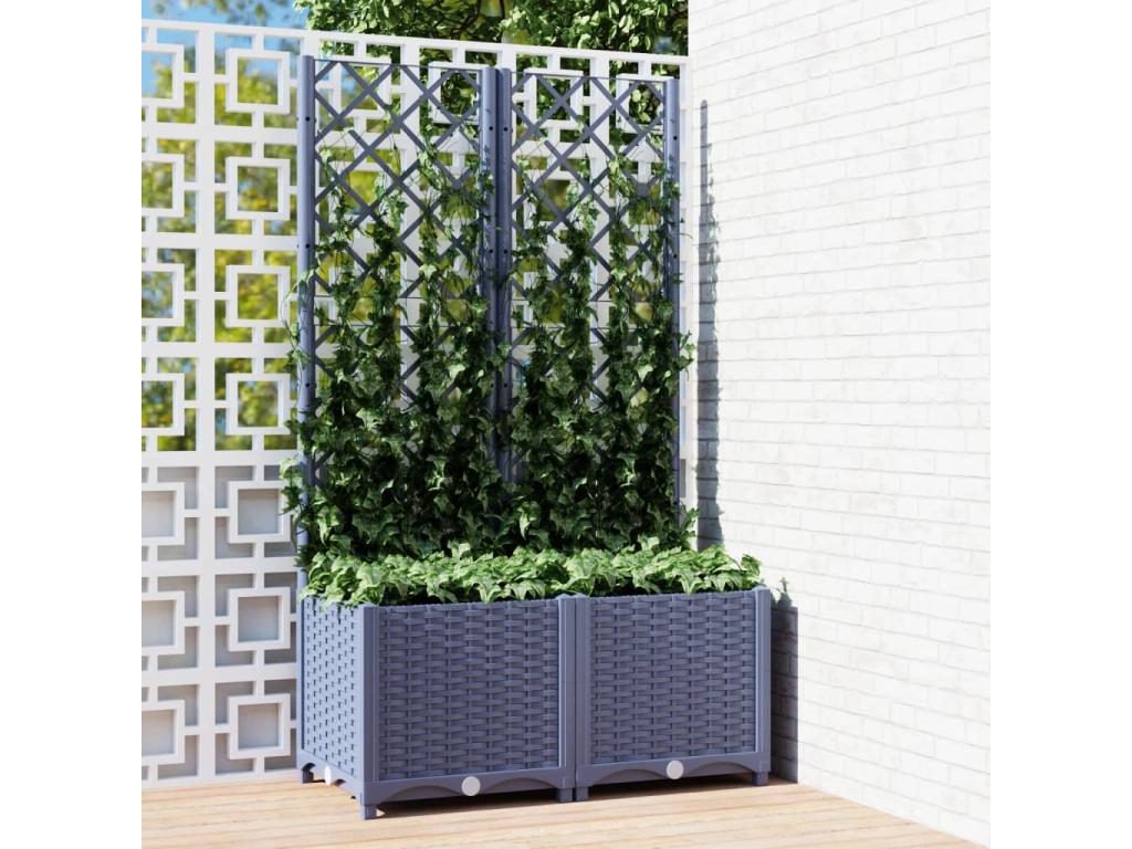 Jardinera con enrejado PP gris oscuro 80x40x136 cm