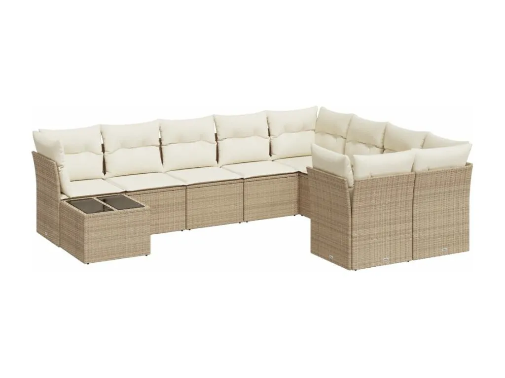 Juego de sofás jardín con cojines beige 10 piezas ratán sintético RSTD24519