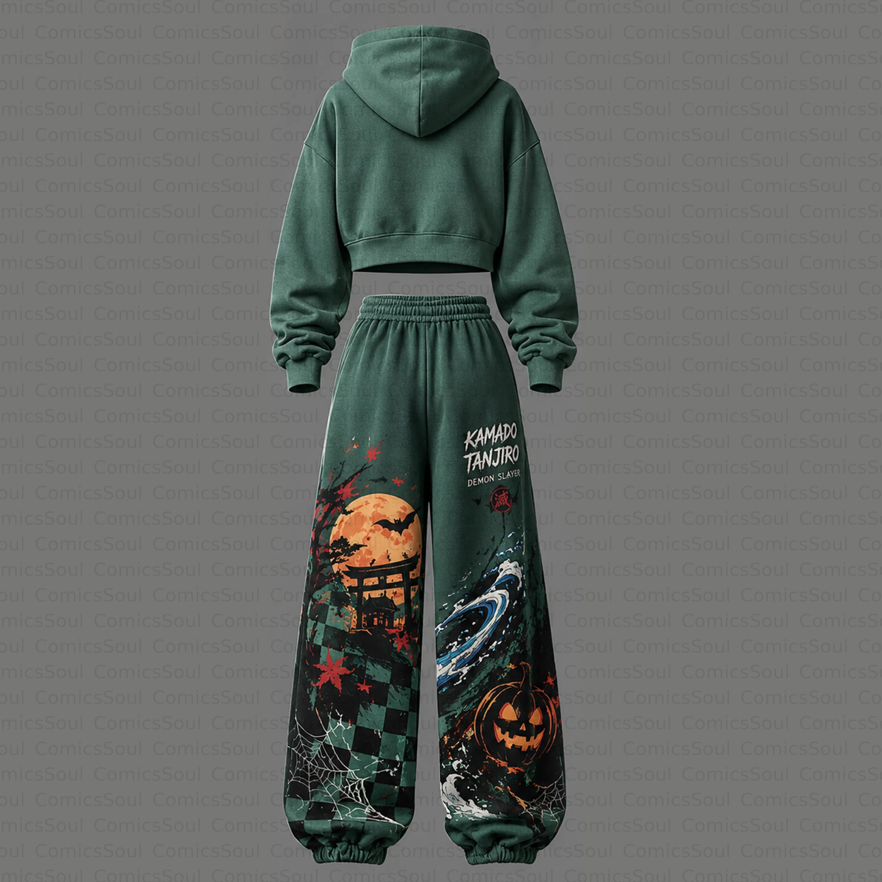 Demon Slayer Cropped Long Sleeve Hoodie & High Waist Jogger Pants Two Piece TeeThreads Sustain the Scene with Custom Apparel
