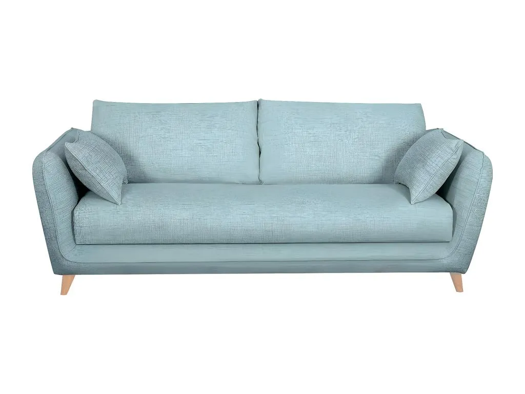 Sofá cama nórdico 3 plazas de tela azul hielo con colchón de 10 cm Vivircalido 22665begz