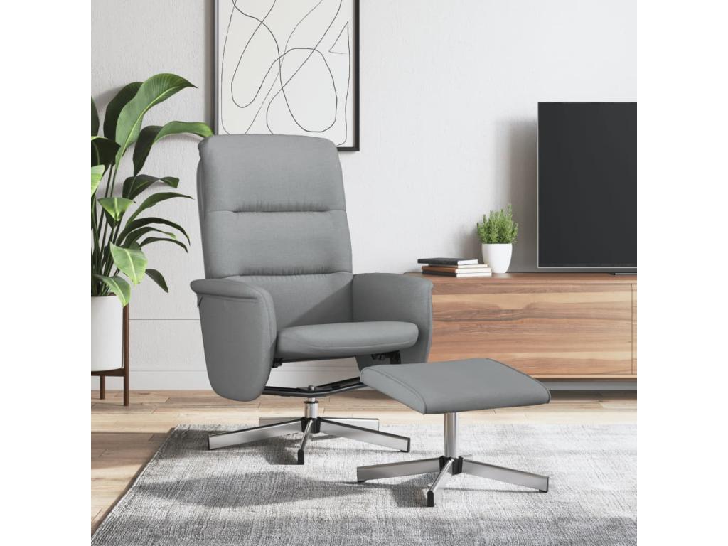 Sillón reclinable con reposapiés tela gris claro