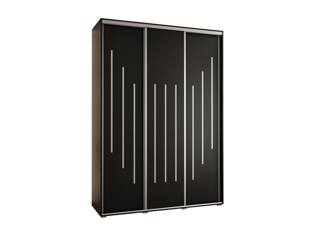 ARMARIO DAVOS 8 DE PUERTAS CORREDERAS 235,2/180/60 3 puertas (Negro/Negro/Plata)
