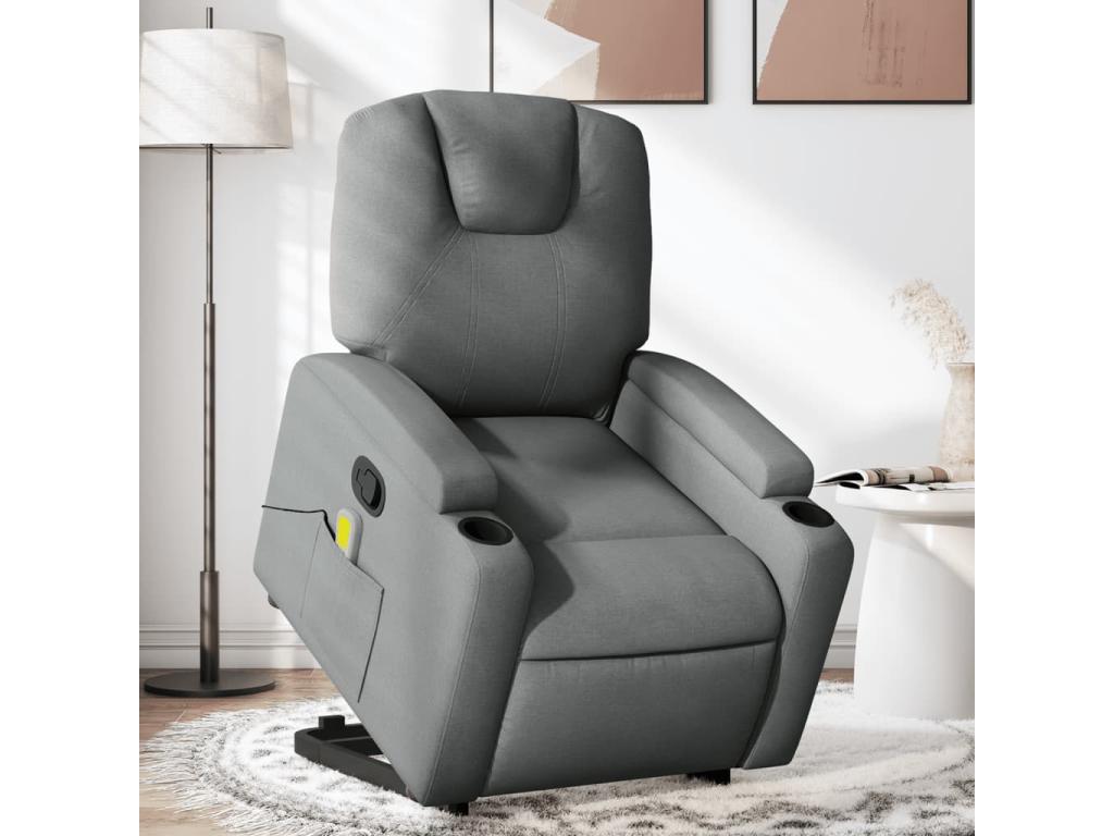 Silla de masaje reclinable de pie de tela gris oscuro