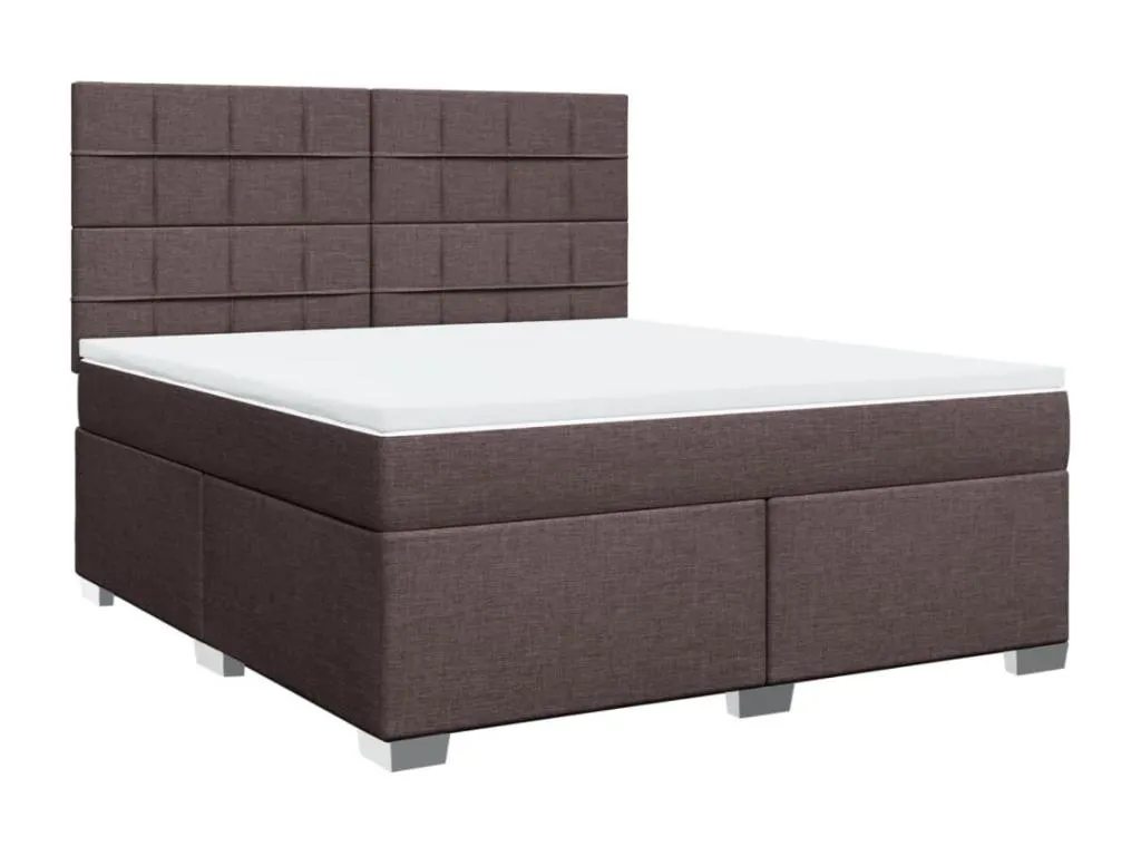 Cama box spring con colchón tela marrón oscuro 180x200 cm djv3518761
