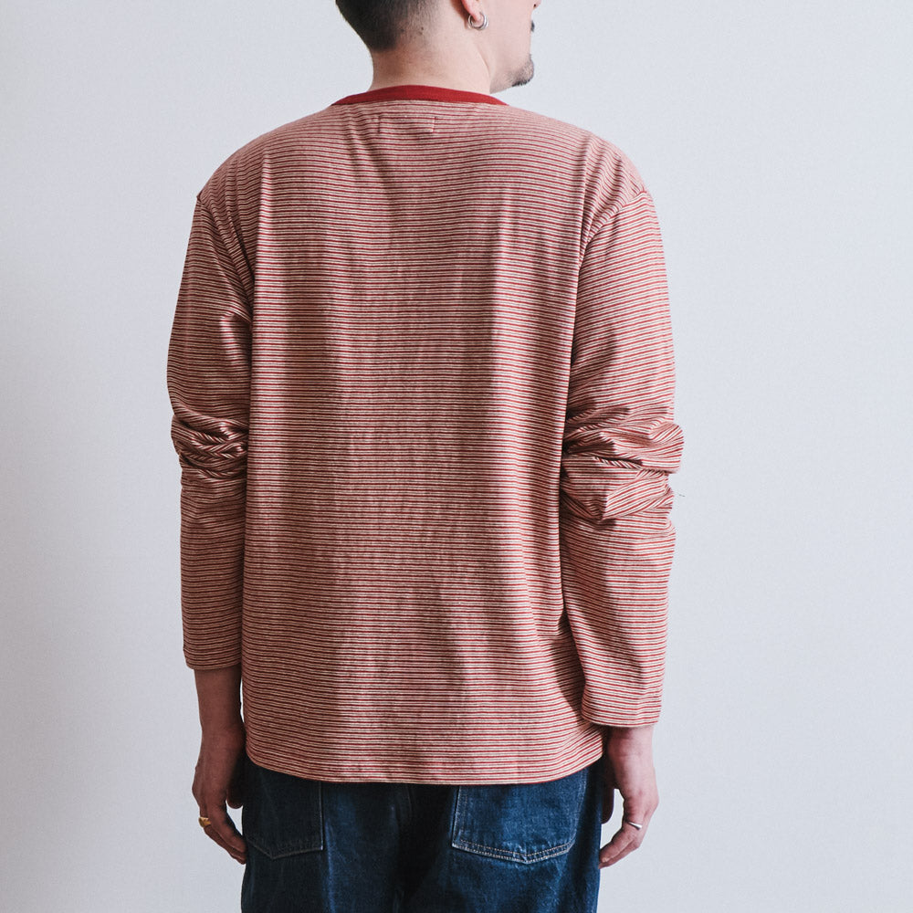 Another Aspect x Merci - T-shirt Rayé - Rouge Marron