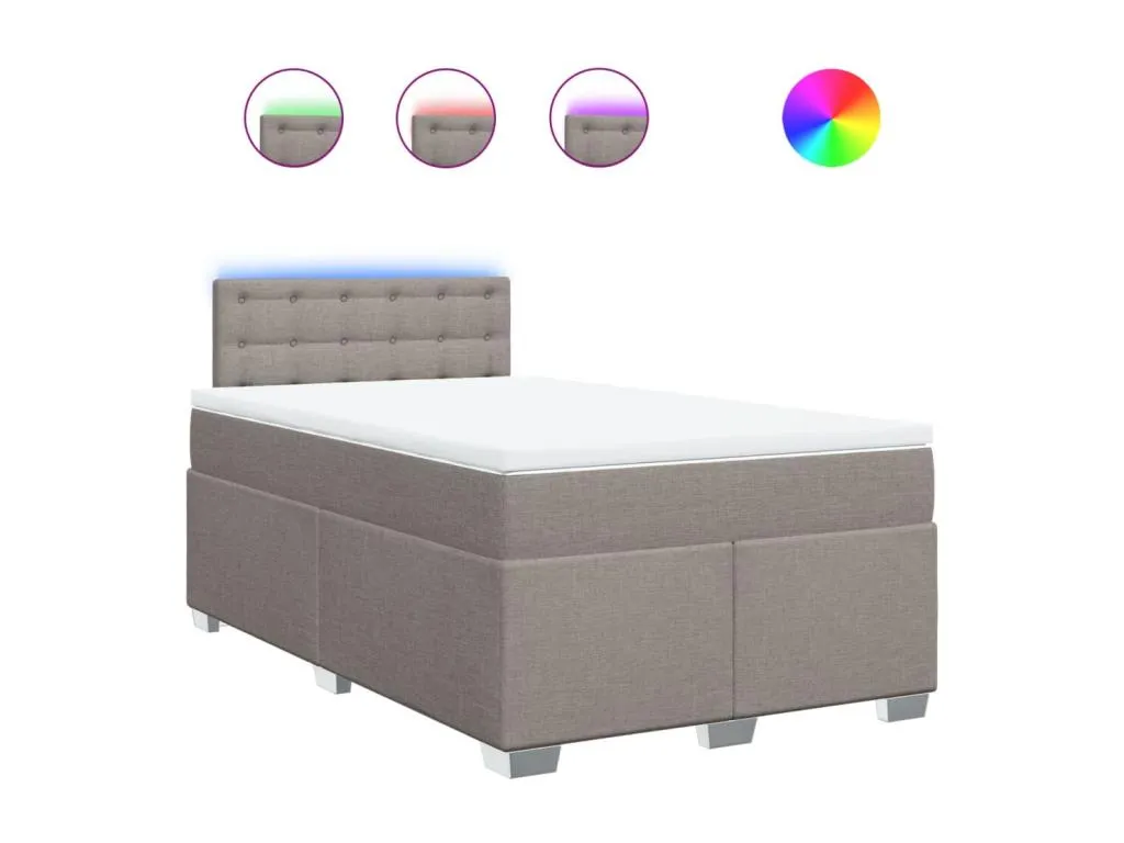 Cama box spring con colchón tela gris taupe 120x190 cm wet3521925