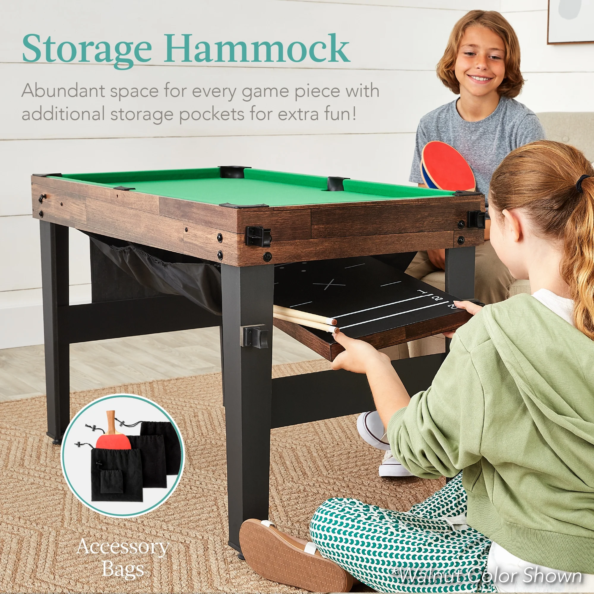 Best Choice Products 13-in-1 Combo Game Table Set w/ Ping Pong, Foosball, Basketball, Hockey, Archery - Natural - Image 16