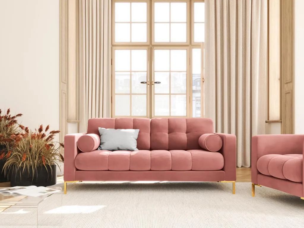 Decounico - Sofá Decounico 2 plazas de terciopelo rosa - 152x92x75cm