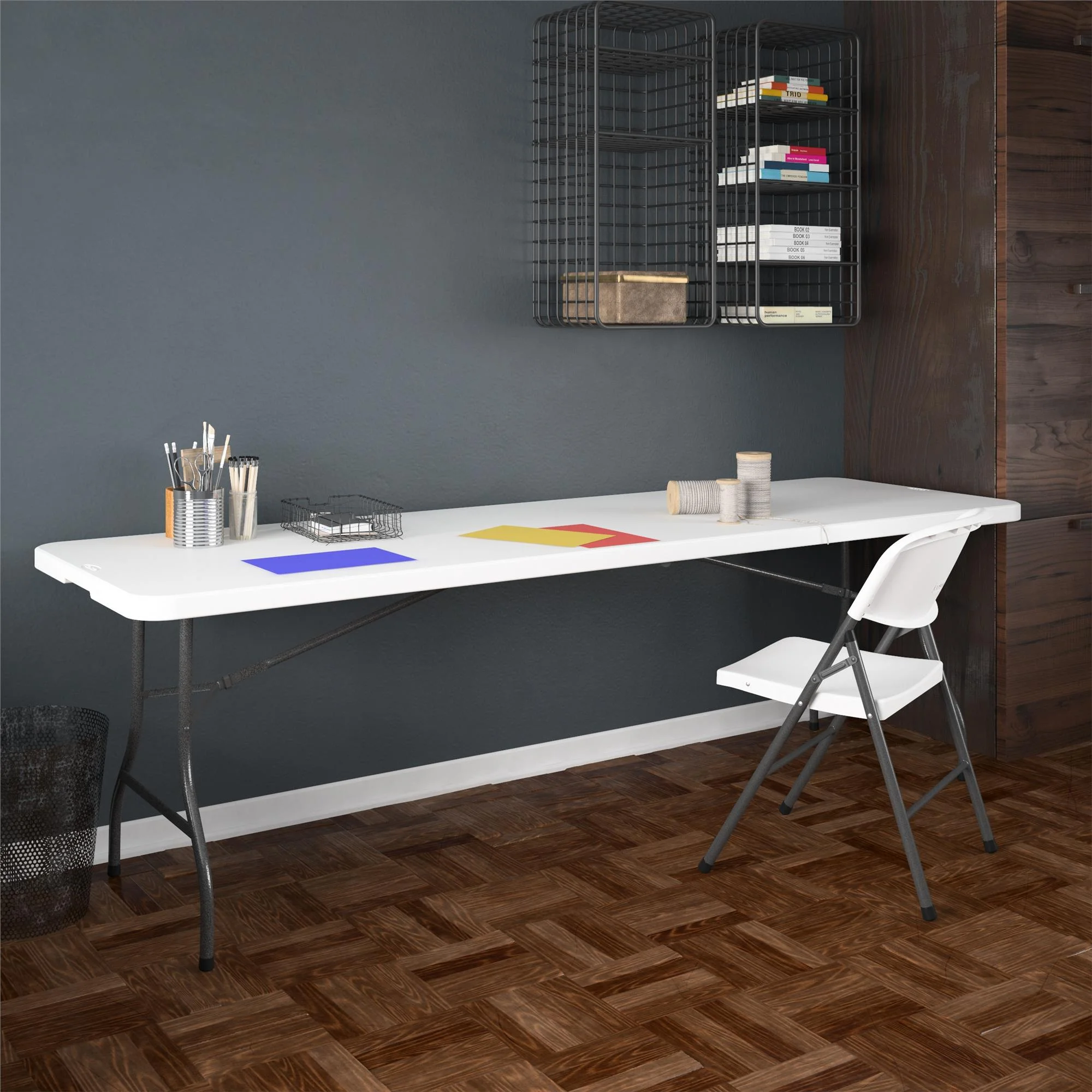 Cosco 8 Foot Centerfold Folding Table, White - Image 12