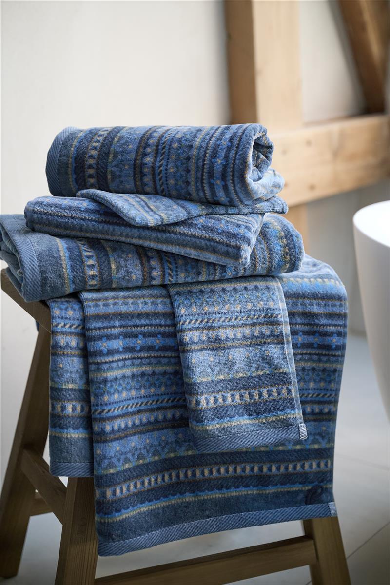 Pip Studio Geometric Print - Douchelaken - 70x140 - Donker Blauw