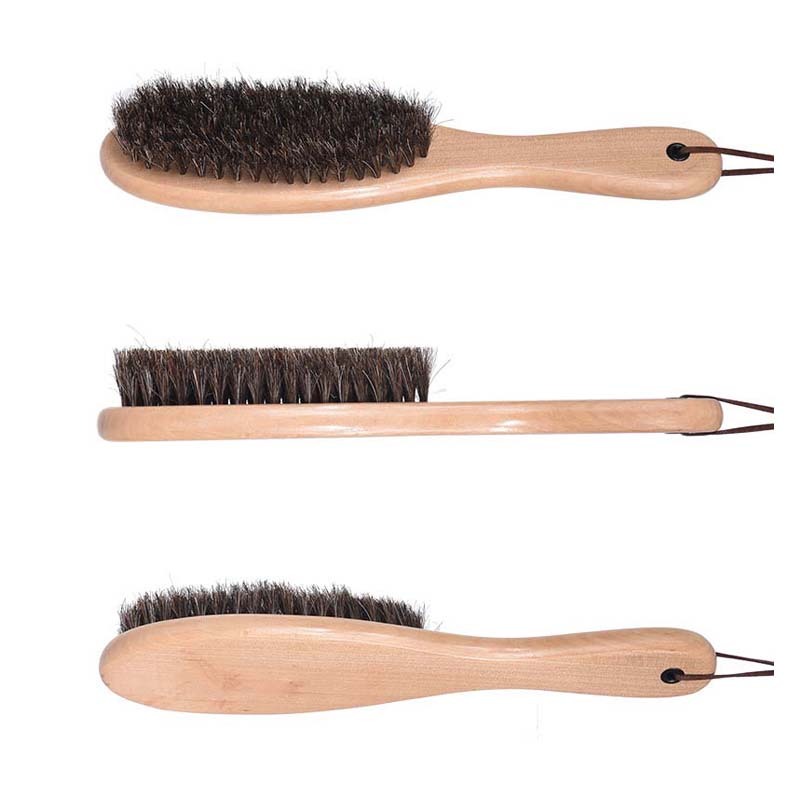 Wooden black horsehair clothes and hat brush