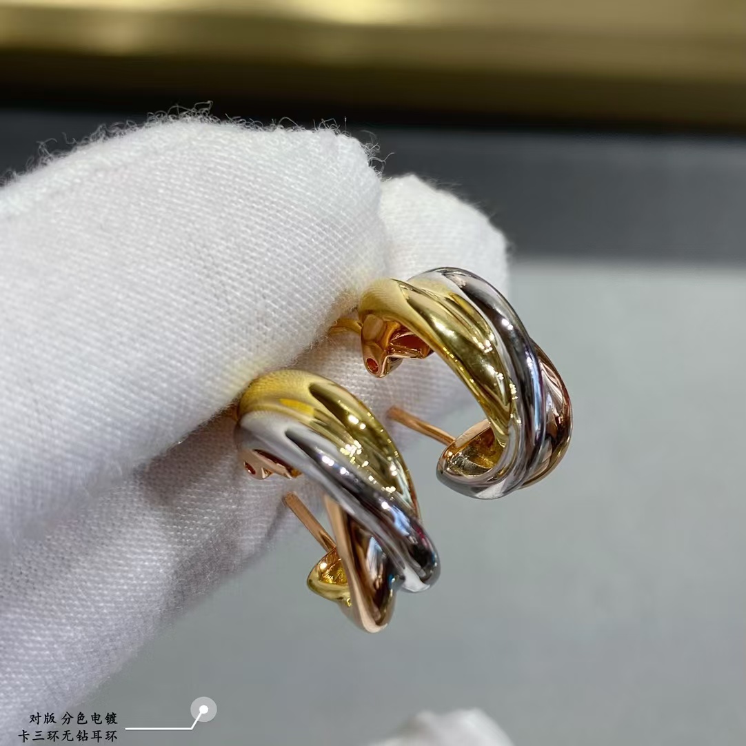 Cartier Three Colors Metal Hoop Earrings - Original Replica Club