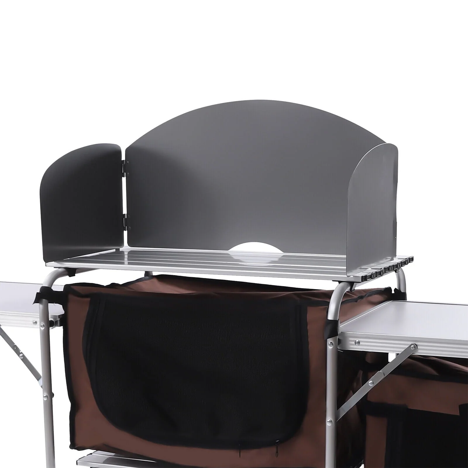 Camping Table with Storage Organizer and Windscreen Portable Outdoor Cooking Table Foldable Camp Table Camping Kitchen Station with 2 Side Tables for BBQ Grill Picnics - Image 9