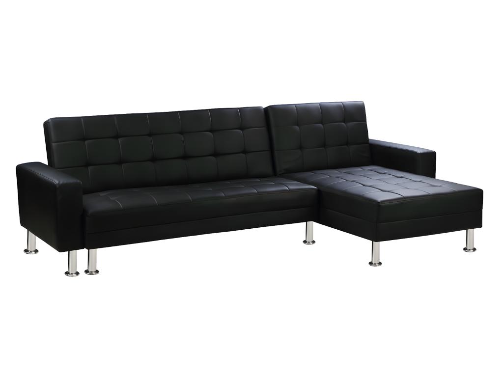 Sofá esquinero convertible y reversible - 4 plazas - negro