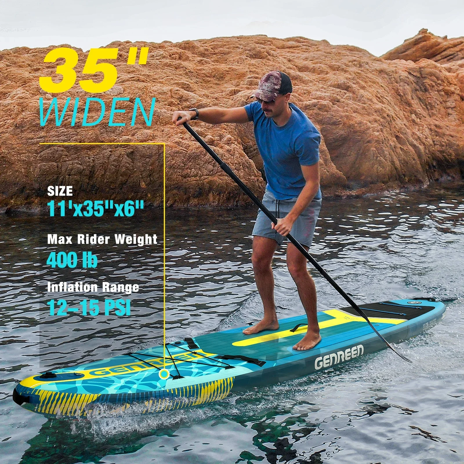 Genreen Inflatable Fishing Paddle Board 11