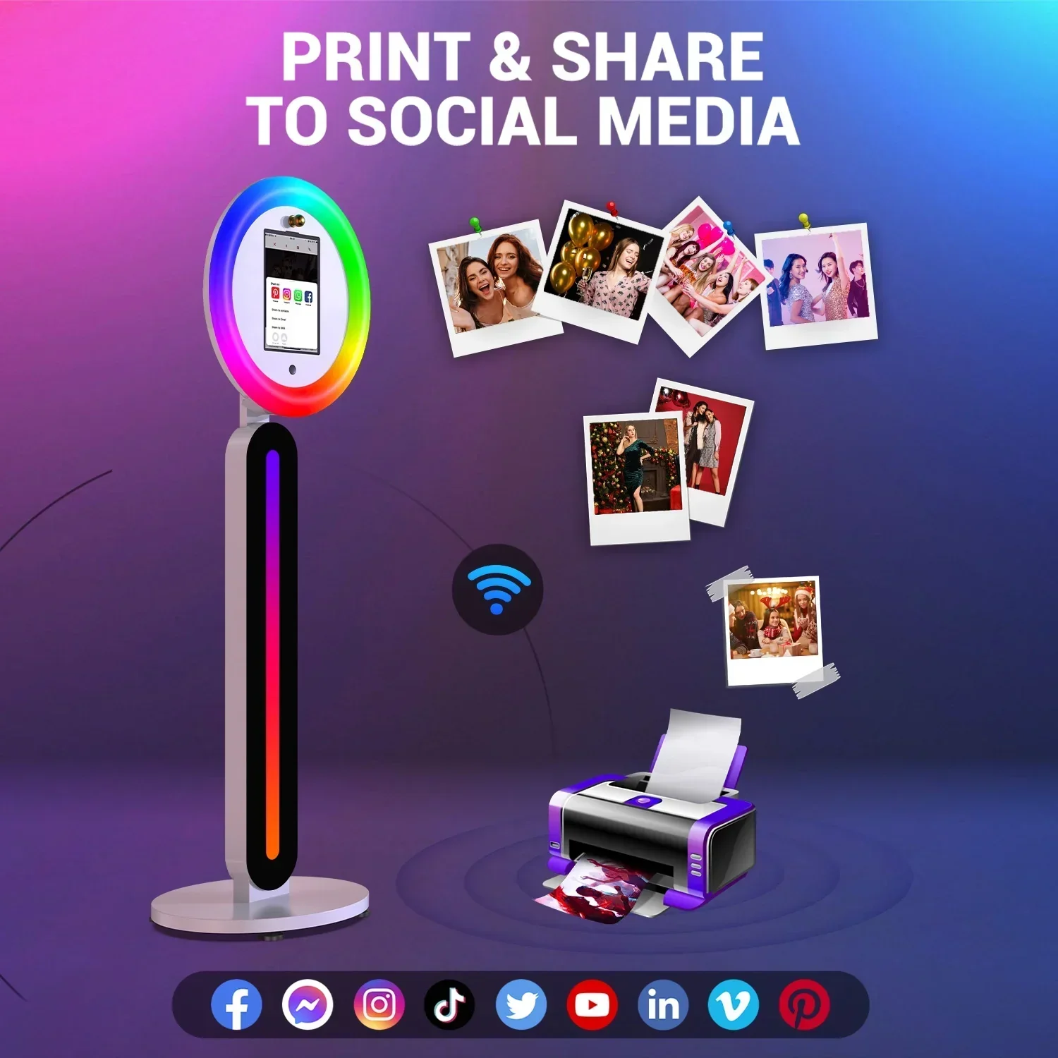 Portable iPad Photo Booth Stand With Ring Light and Remote App Control - Image 7 Portable iPad Photo Booth Stand With Ring Light and Remote App Control - Image 7