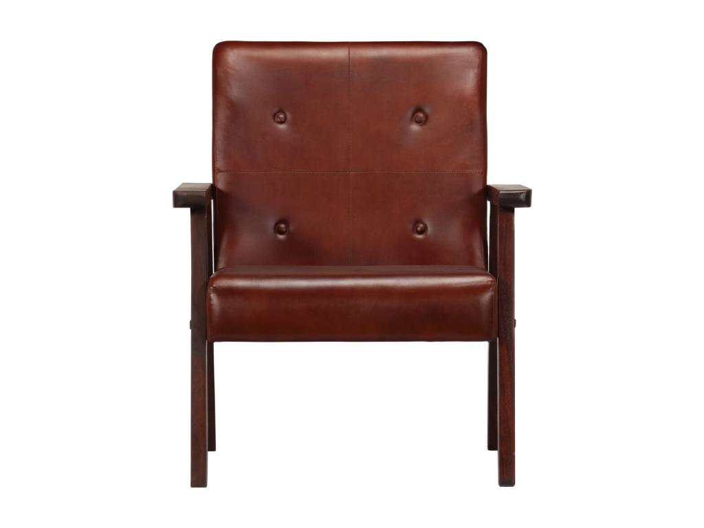 Sillón de cuero auténtico marrón