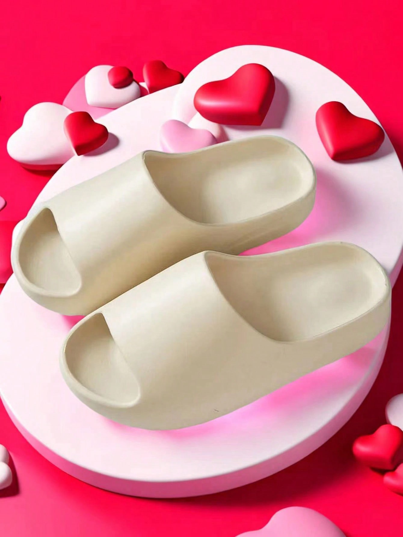 Unisex Chunky Slide Sandals, Couple Soft Indoor Outdoor Slipper Shoes, White