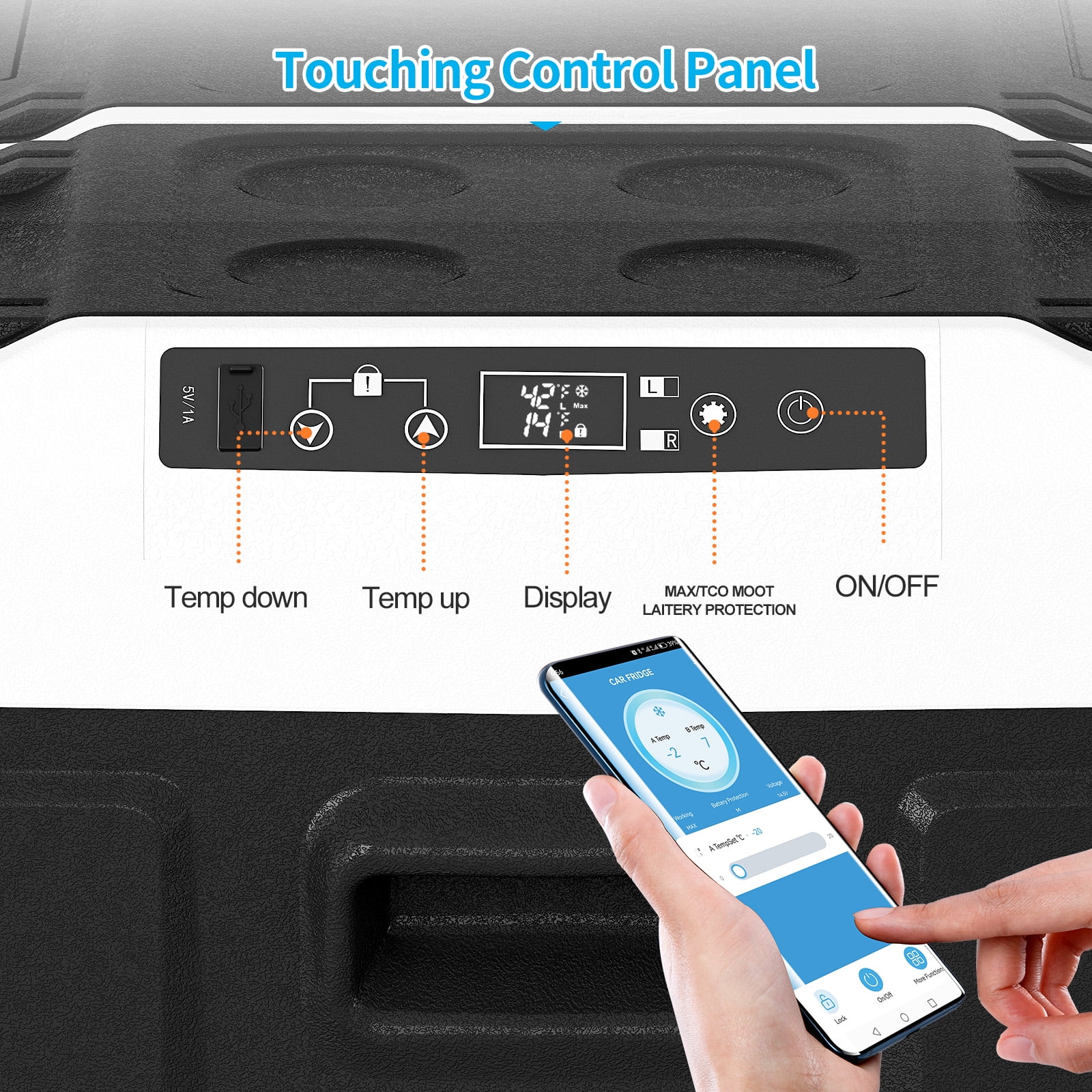 DISHUP 12V Portable Car Refrigerator, 53QT(50L) Electric Cooler with Dual Zone,DC & AC,Ideal for RV, Camping, Travel, Truck - Image 3