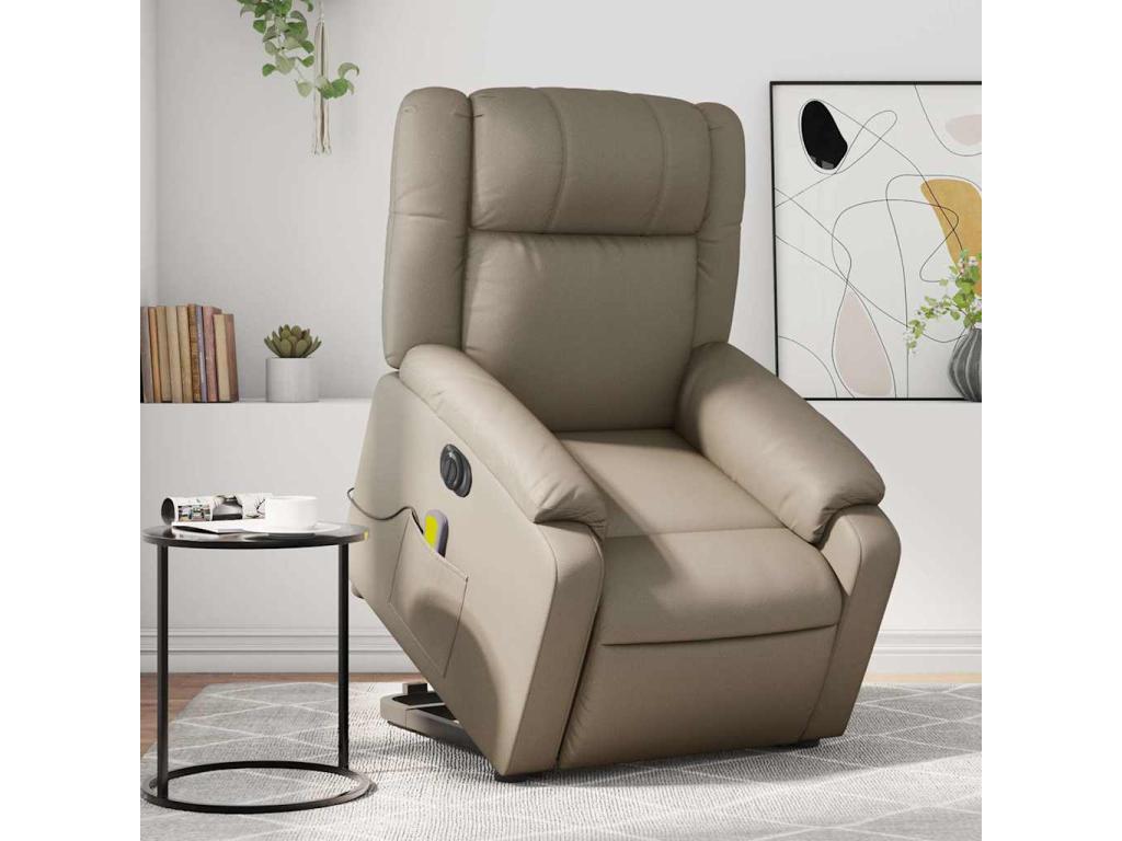 Sillón reclinable de masaje eléctrico cuero sintético capuchino