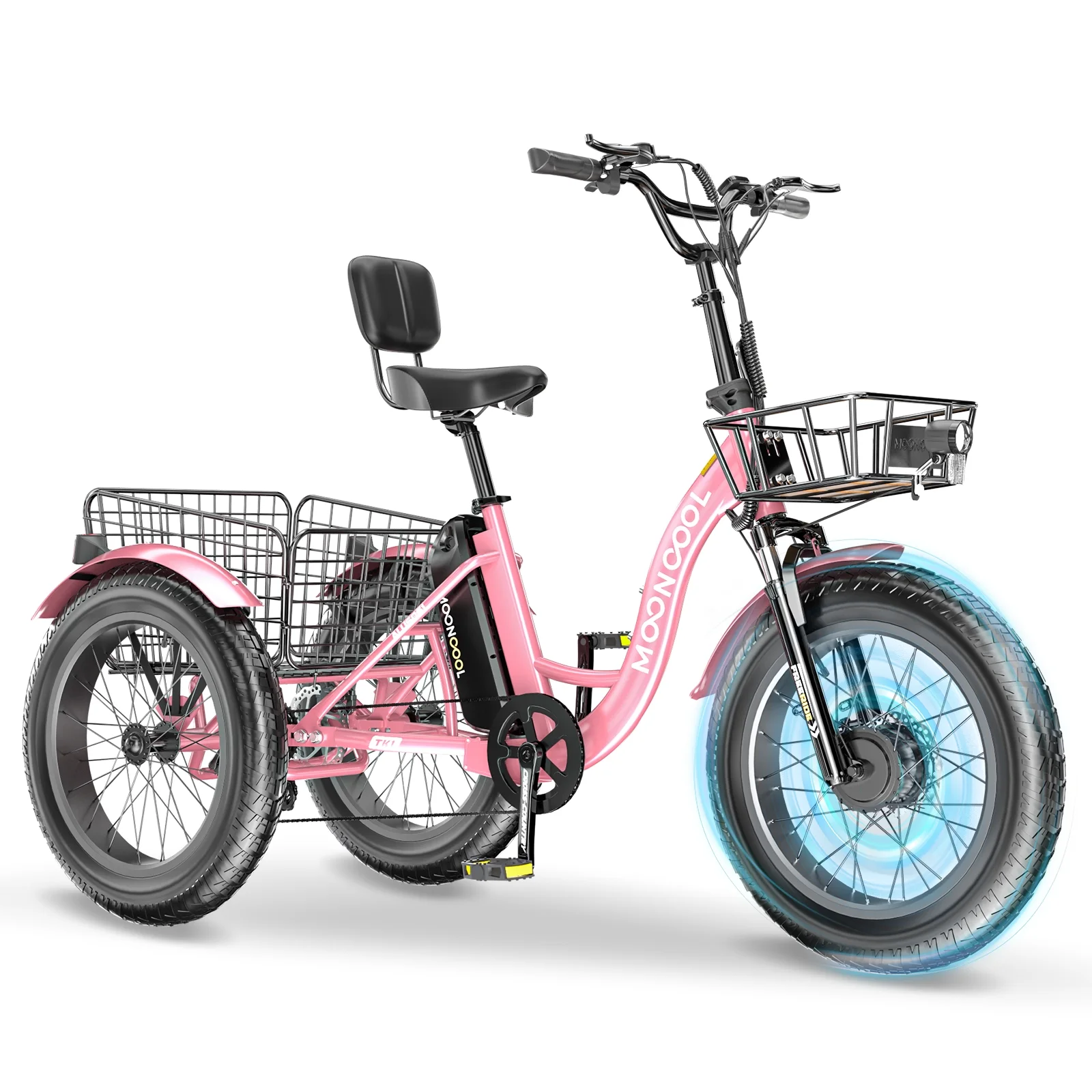 20" x 4" Fat Tire Electric Tricycle for Adult, 7 Speeds Electric Trike 48V 500W Motorized Tricycle , Electric Three Wheels Bicycle for Senior, Aluminum Frame & Rear Basket ,16mph - Image 58