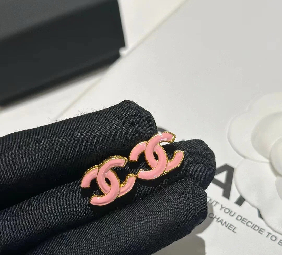 Chanel Pink Enamel CC Earrings - Original Replica Club