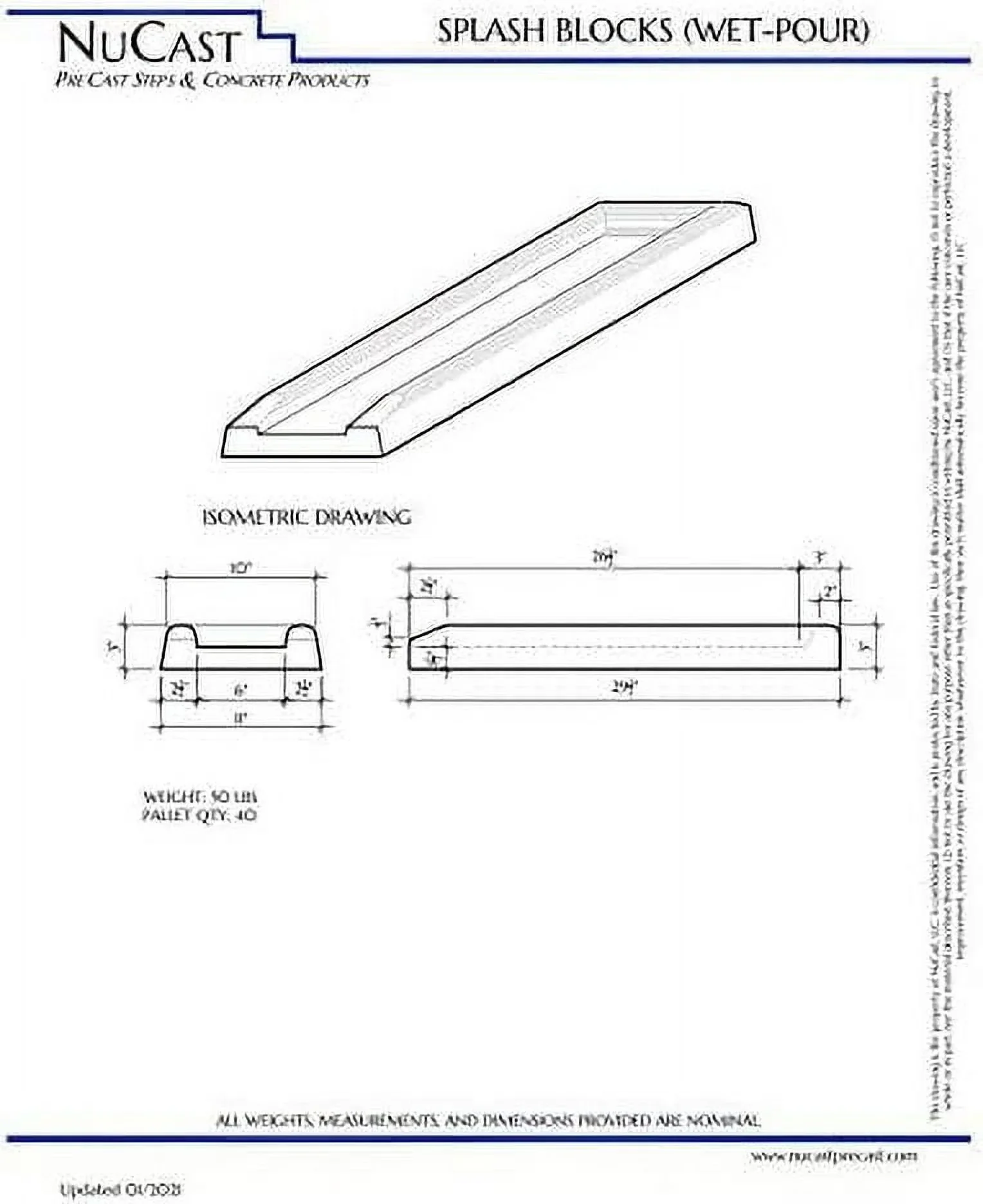 NuCast Precast Concrete Splash Block for Water and Rain Drainage from Home, Gutter, Downspout 3