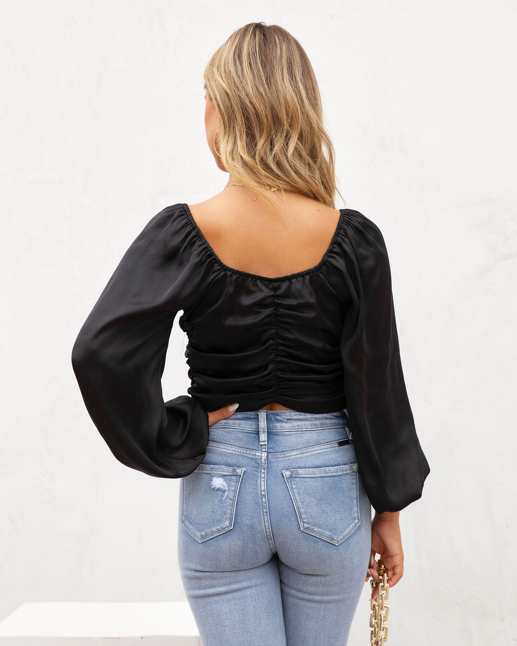 Lila Grace Satin Lace Up Crop Top - Black - FINAL SALE - Se7enfashion