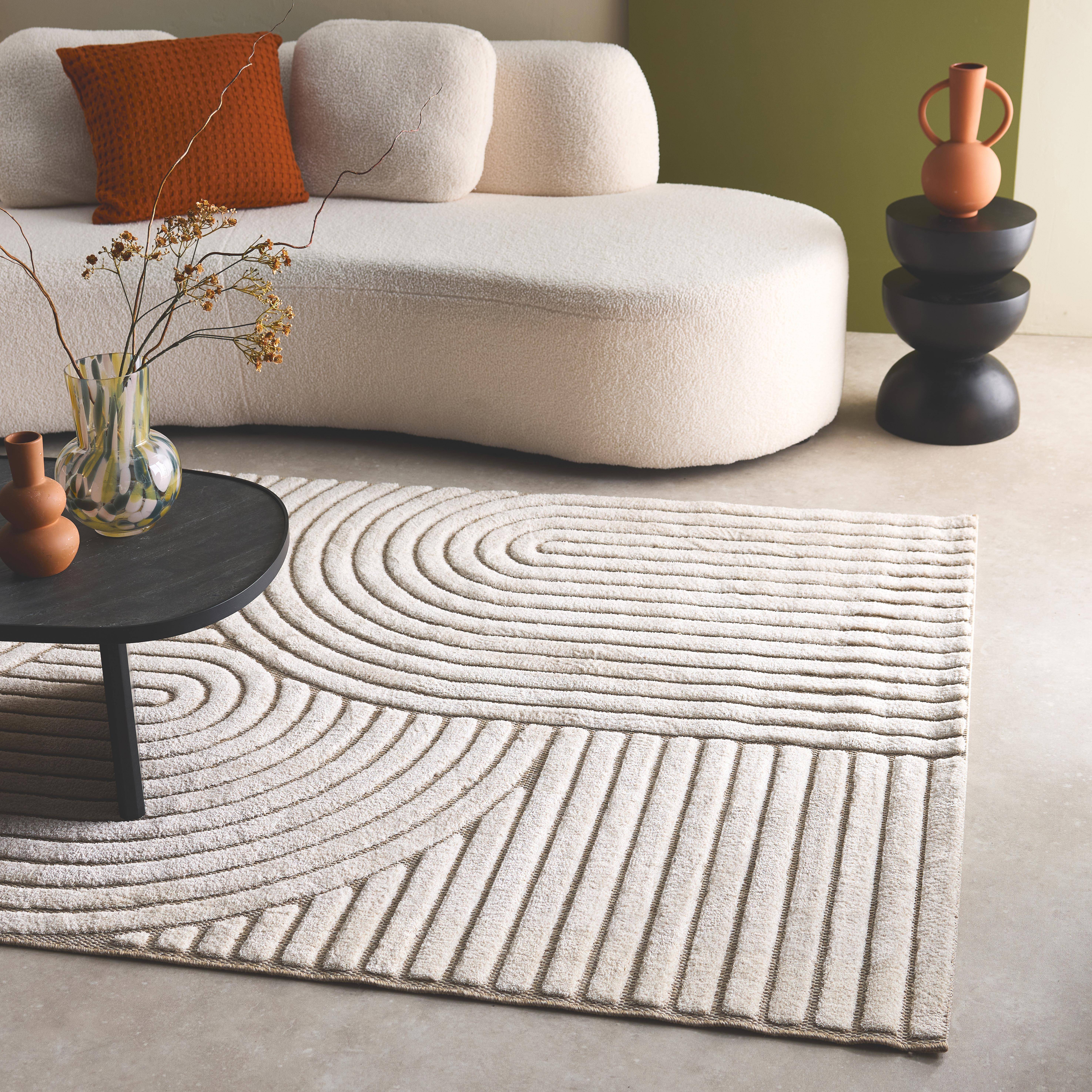 Archie - Alfombra interior motivo étnico arcos beige y crema
