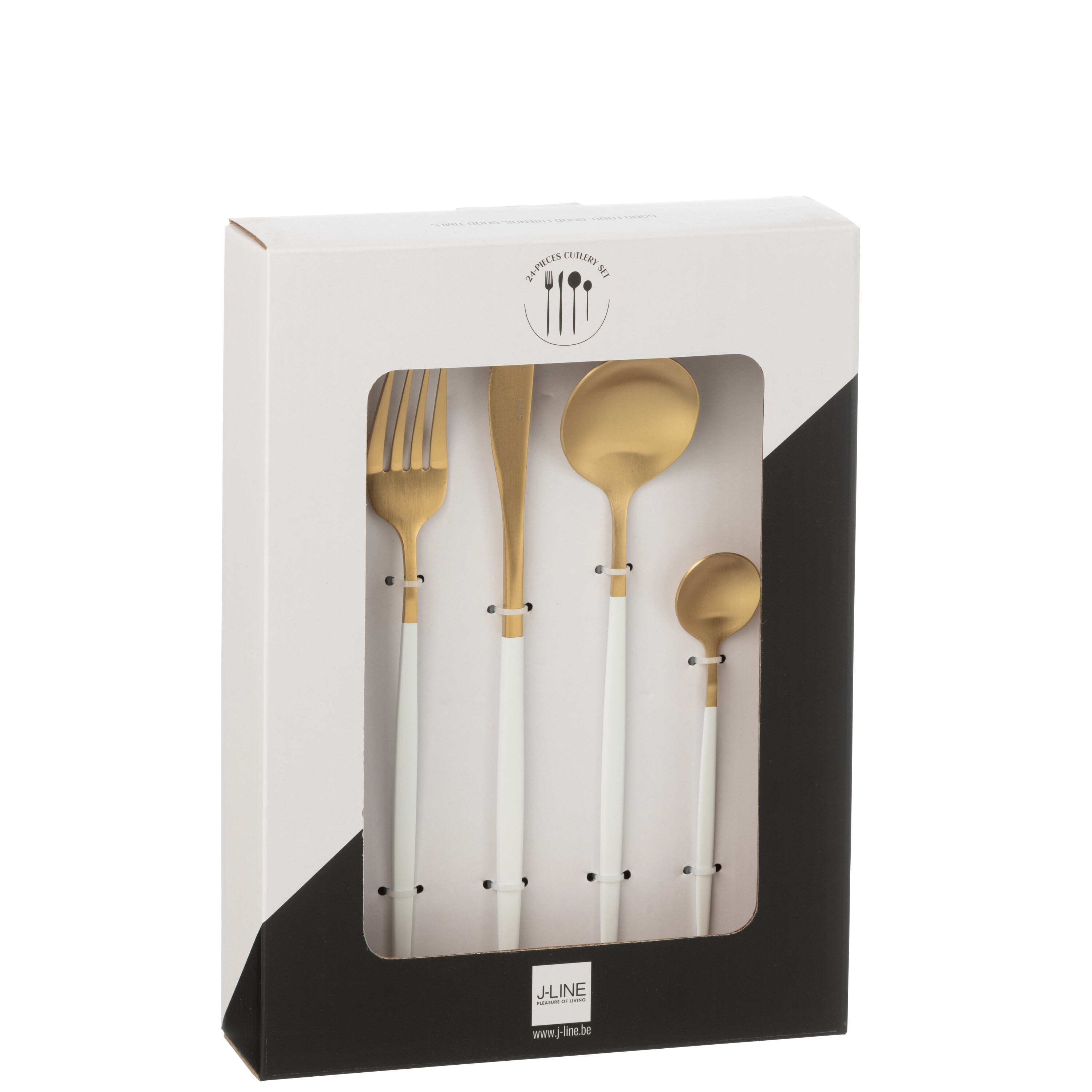 J-Line bestek - roestvrij staal - goud wit - box van 24 stuk
