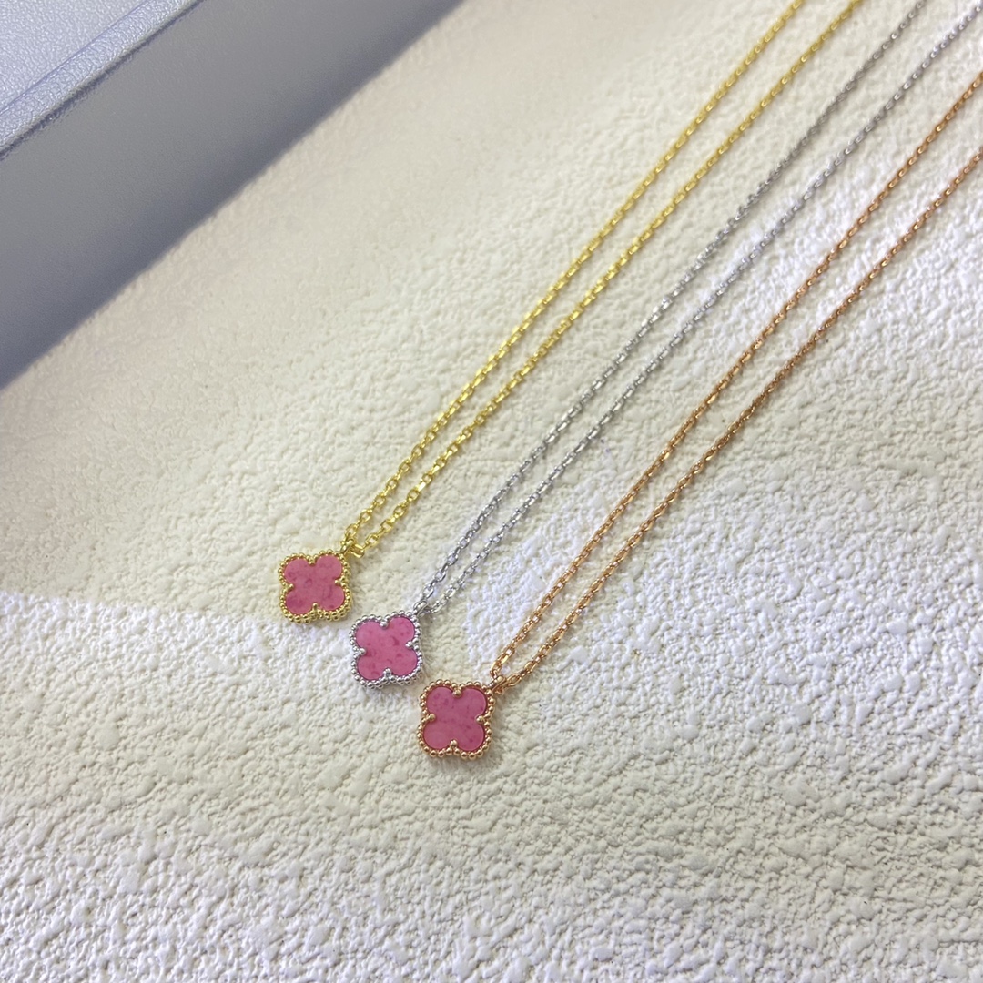 VCA Pink Sweet Alhambra Pendant Necklace, 1 Motif - Original Replica Club