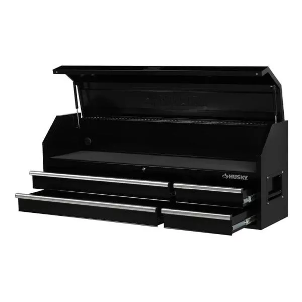 61 in. W x 15.8 in. D 4-Drawer Tool Chest with Power Strip in Black