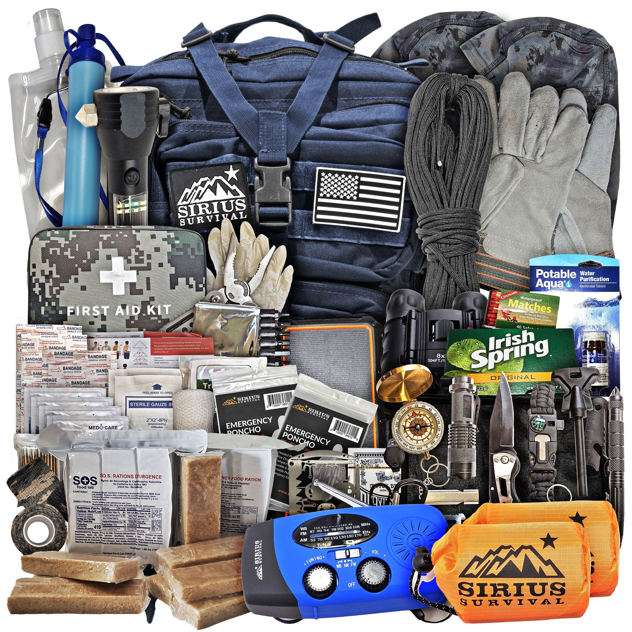 Pre-Packed Emergency Survival Kit/Bug Out Bag for 2 - Over 175 Total Pieces of Disaster Preparedness Supplies for Hurricanes, Floods, Earth Quakes & Other Disasters, Black - Image 20