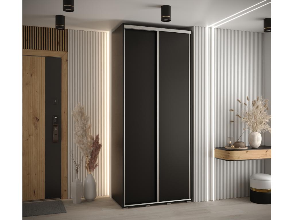 ARMARIO DAVOS 1 DE PUERTAS CORREDERAS 235,2/110/60 2 puertas (Negro/Negro/Plata)