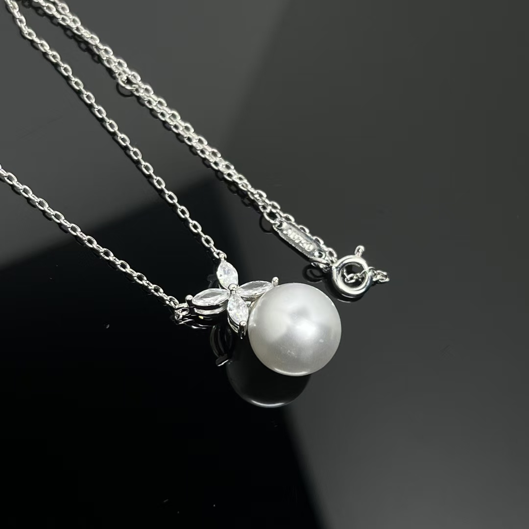 Tiffany Victoria Pearl and Diamond Pendant Necklace - Original Replica Club