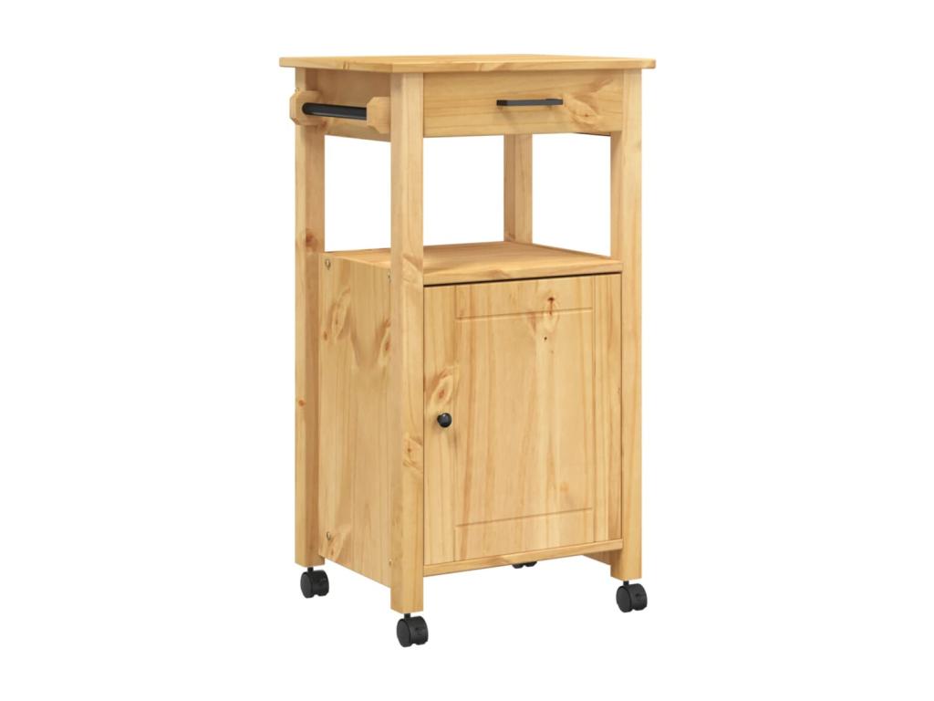 Carrito de cocina MONZA madera maciza de pino 48x40x90 cm Marrón
