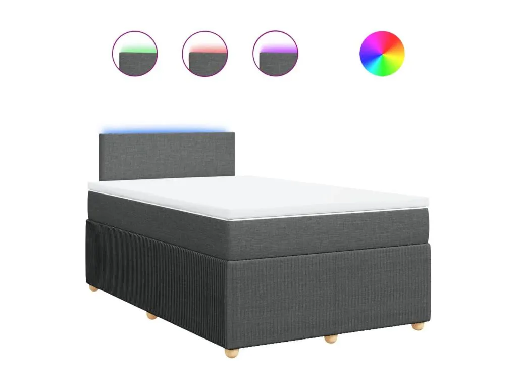 Cama box spring con colchón tela gris oscuro 120x200 cm hed3522144