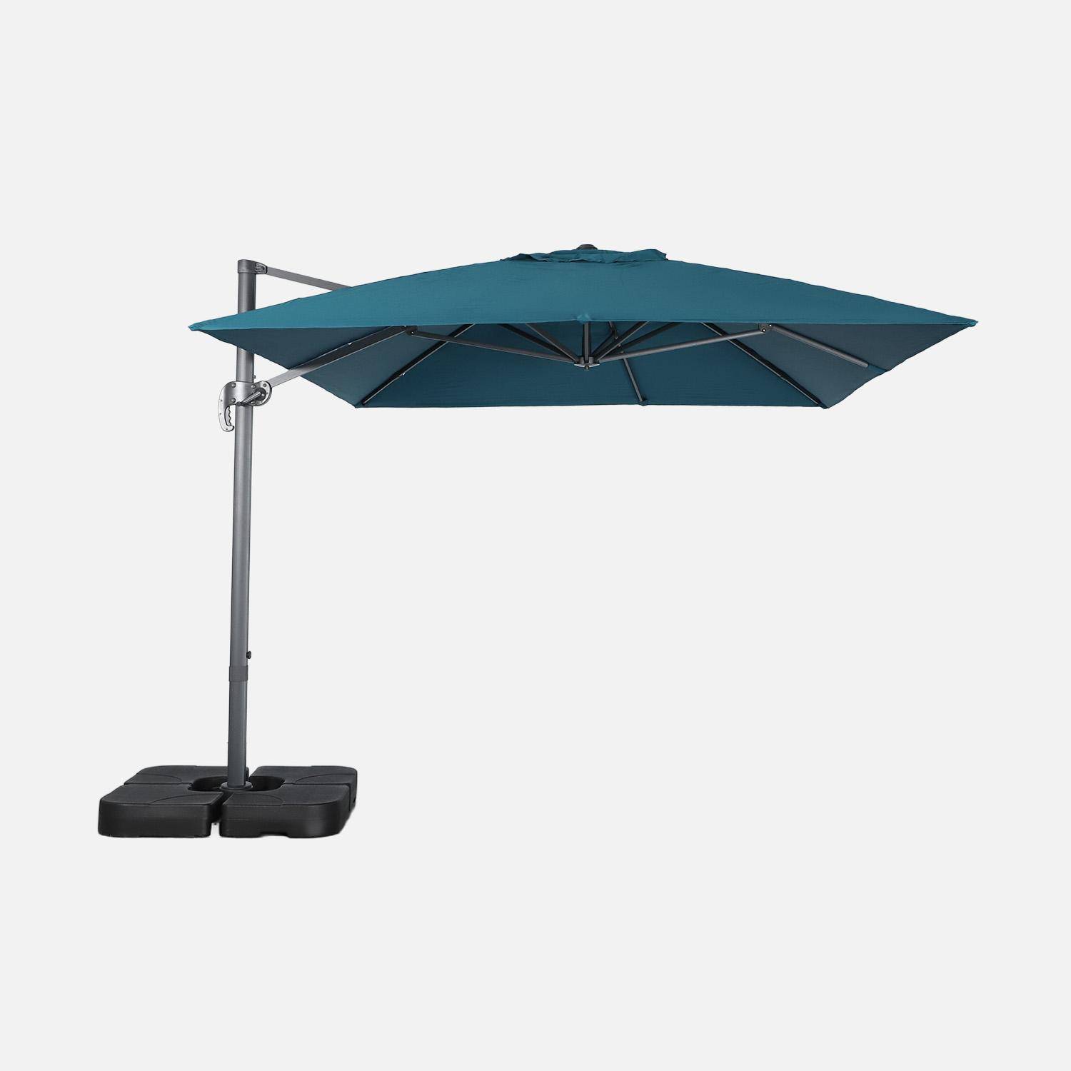 Wimereux + Dalles - Parasol rectangular excéntrico, 3x4m + placas de lastre 50x50cm