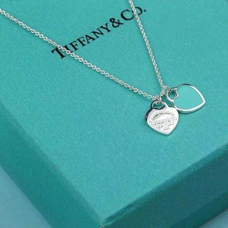 Tiffany Double Heart Tag Pendant Necklace - Original Replica Club