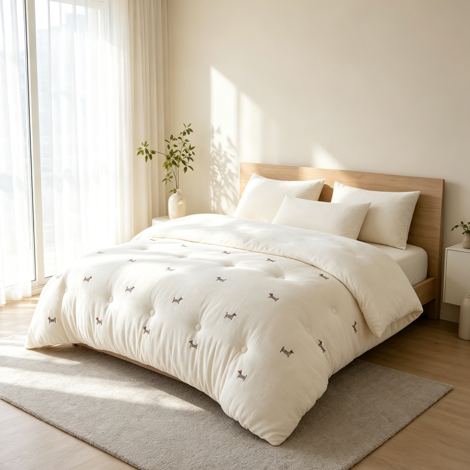 Cotton Soft Comforter Filled Cartoon Embroidery All Season Quilt Private Label Spring Autumn Quilt for Bedroom